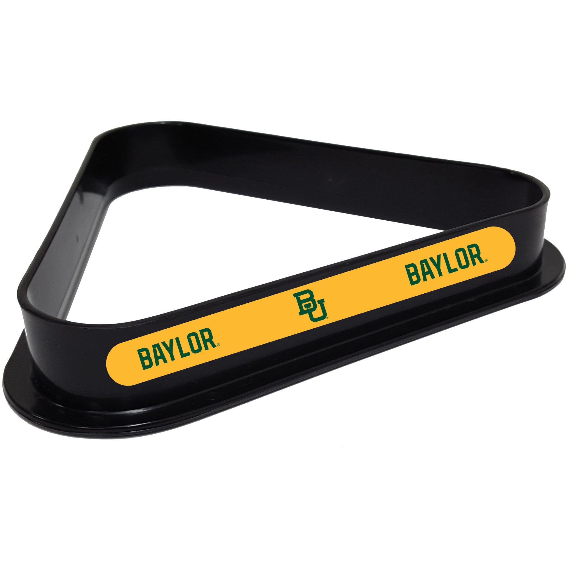 Buy Official Baylor-Bears-Pool-Table-Triangle-Rack Billiard Ball Triangle Rack - Premium Black Plastic 8-Ball Rack Front View
