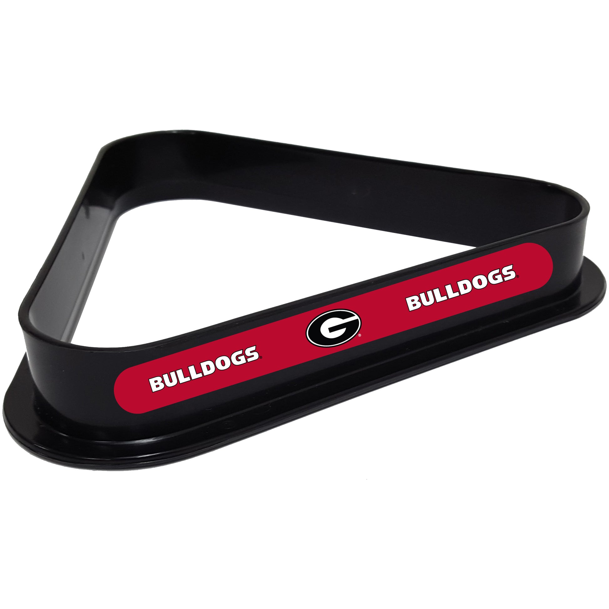 Buy Official Georgia-Bulldogs-Pool-Table-Triangle-Rack Billiard Ball Triangle Rack - Premium Black Plastic 8-Ball Rack Front View