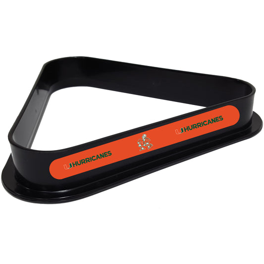 Buy Official Miami-Hurricanes-Pool-Table-Triangle-Rack Billiard Ball Triangle Rack - Premium Black Plastic 8-Ball Rack Front View
