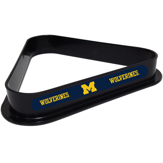 Buy Official Michigan-Wolverines-Pool-Table-Triangle-Rack Billiard Ball Triangle Rack - Premium Black Plastic 8-Ball Rack Front View