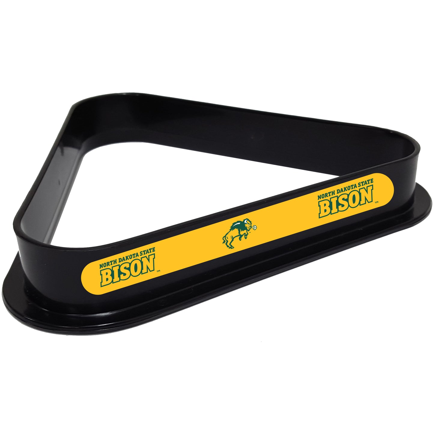 Buy Official North-Dakota-State-Bison-Pool-Table-Triangle-Rack Billiard Ball Triangle Rack - Premium Black Plastic 8-Ball Rack Front View