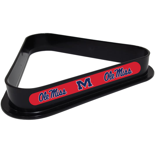 Buy Official Mississippi-Rebels-Pool-Table-Triangle-Rack Billiard Ball Triangle Rack - Premium Black Plastic 8-Ball Rack Front View