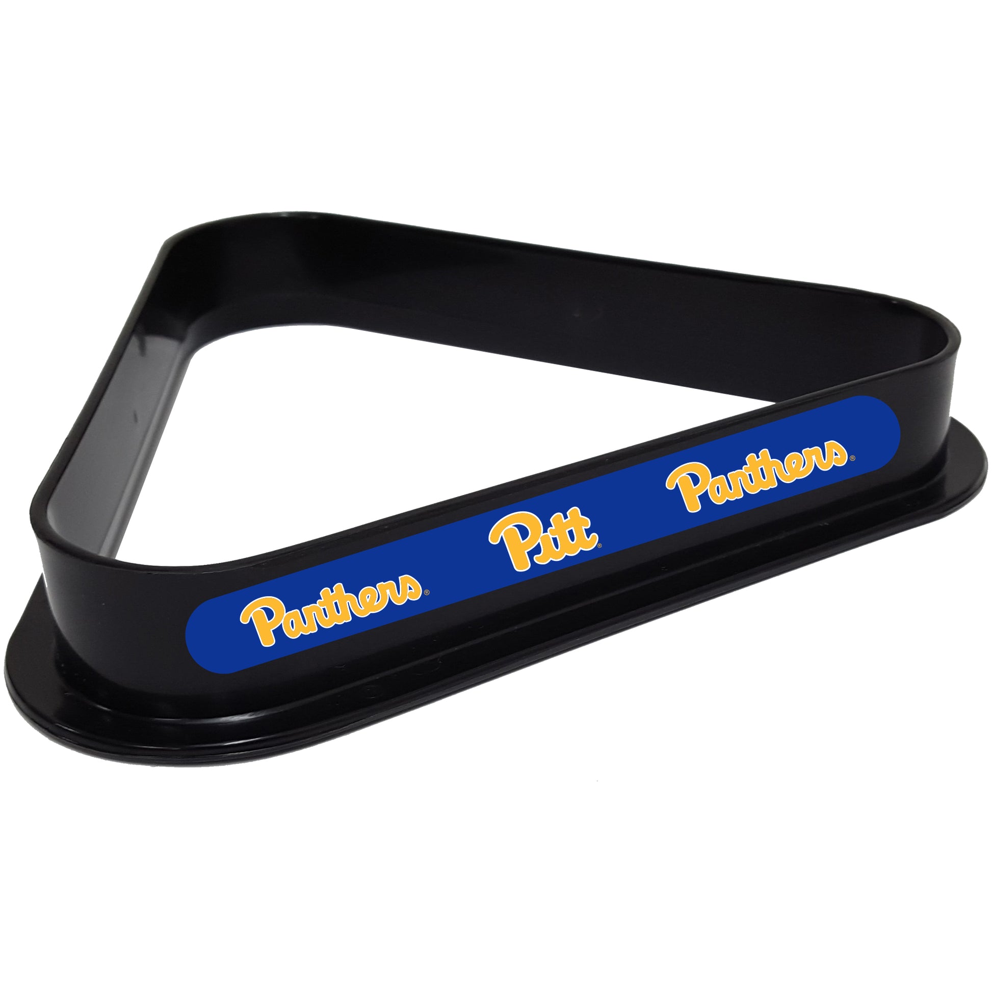 Buy Official Pittsburgh-Panthers-Pool-Table-Triangle-Rack Billiard Ball Triangle Rack - Premium Black Plastic 8-Ball Rack Front View