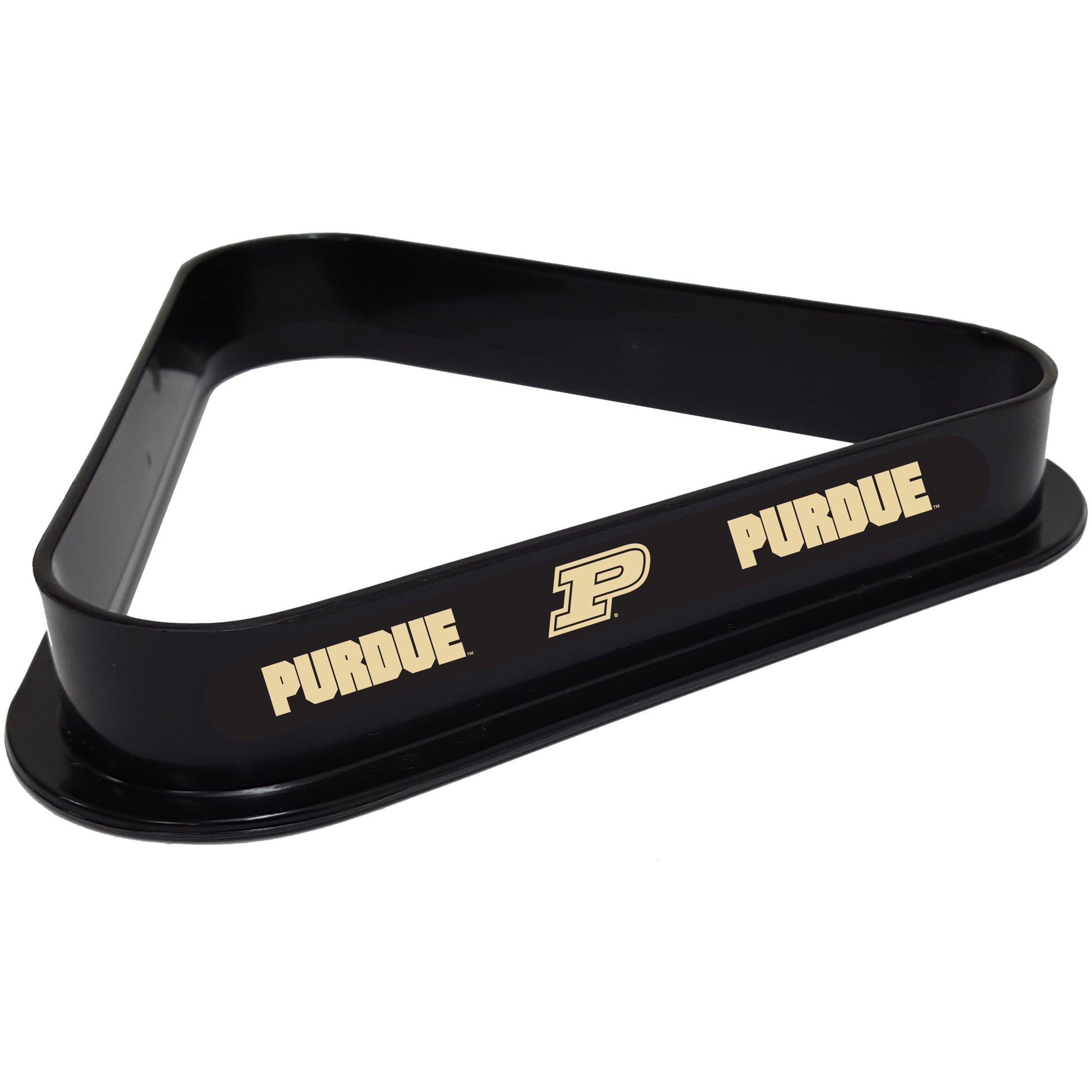 Buy Official Purdue-Boilermakers-Pool-Table-Triangle-Rack Billiard Ball Triangle Rack - Premium Black Plastic 8-Ball Rack Front View