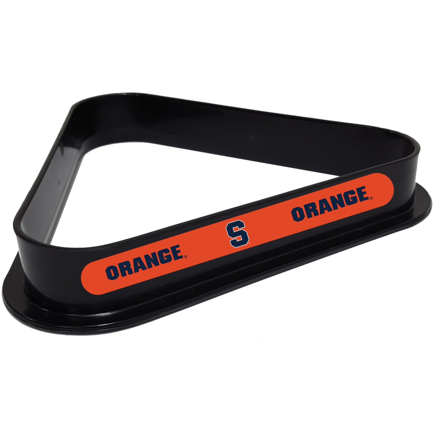 Buy Official Syracuse-Orange-Pool-Table-Triangle-Rack Billiard Ball Triangle Rack - Premium Black Plastic 8-Ball Rack Front View