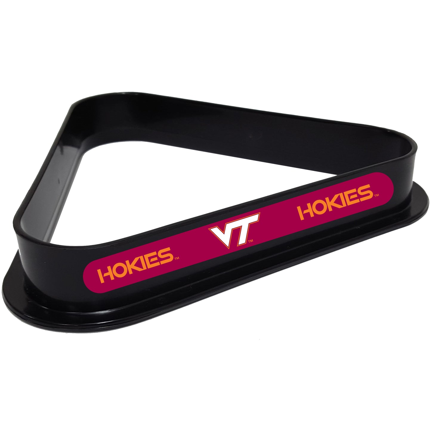 Buy Official Virginia-Tech-Hokies-Pool-Table-Triangle-Rack Billiard Ball Triangle Rack - Premium Black Plastic 8-Ball Rack Front View