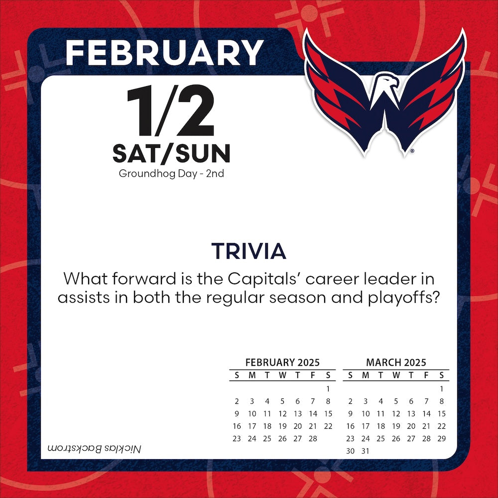 Washington Capitals 2025 Fact-A-Day Box Desk Calendar Feb