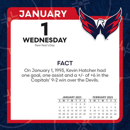 Washington Capitals 2025 Fact-A-Day Box Desk Calendar Jan