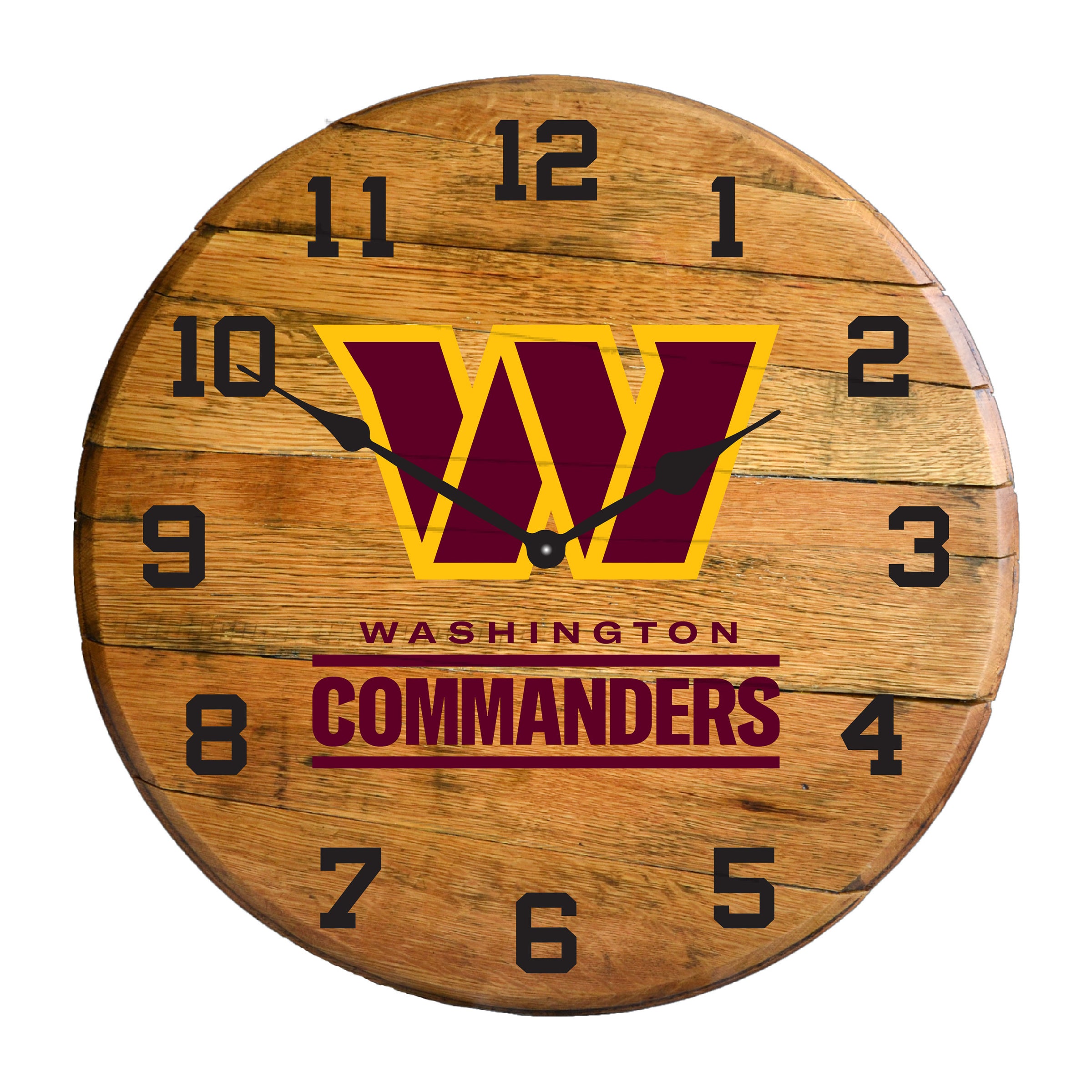Washington Commanders Clock Buy NFL Washington Commanders Wooden Oak Barrel Top Wall Clock ...