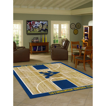 West Virginia Mountaineers courtside style area rug lifestyle