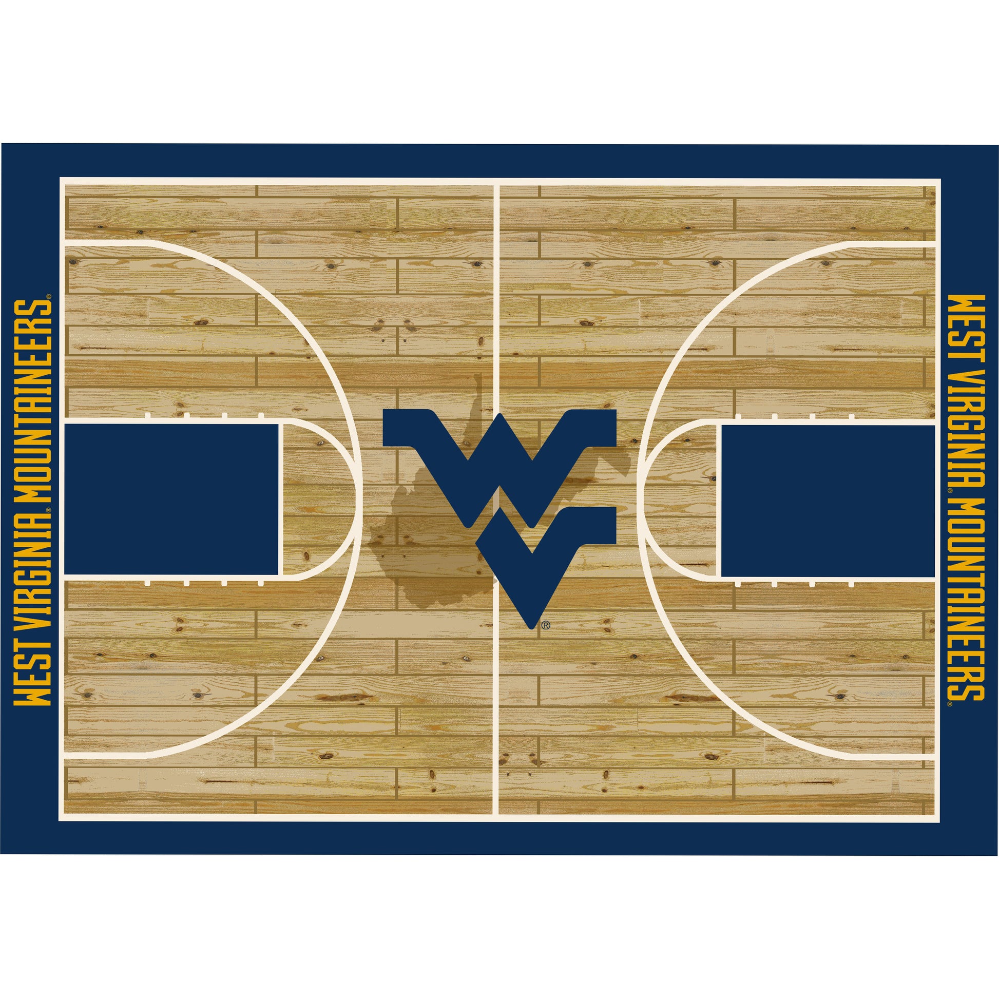 West Virginia Mountaineers courtside style area rug