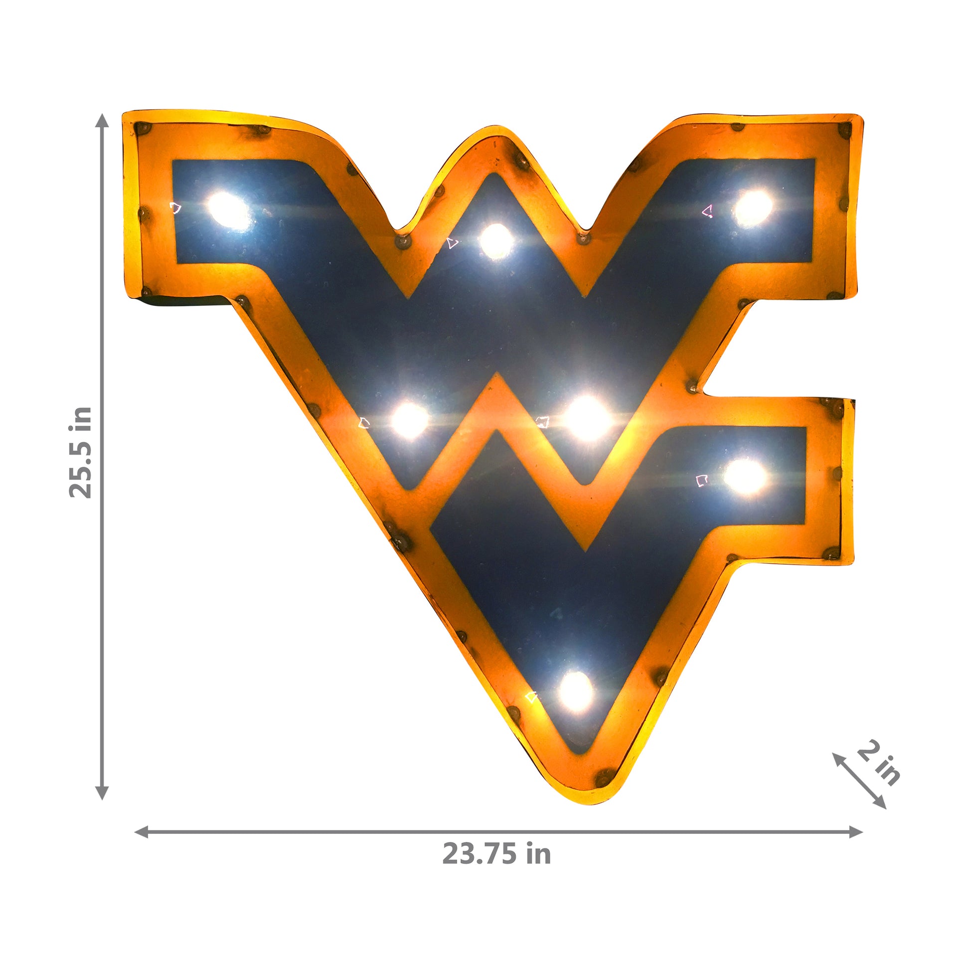 West Virginia Mountaineers logo lighted metal retro sign