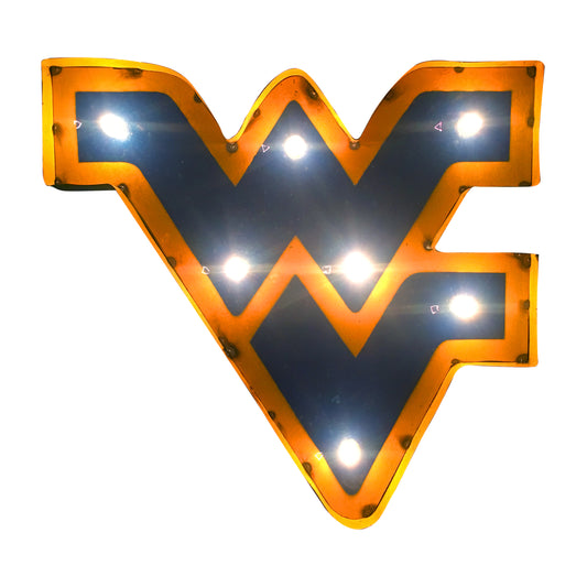 West Virginia Mountaineers logo lighted metal sign