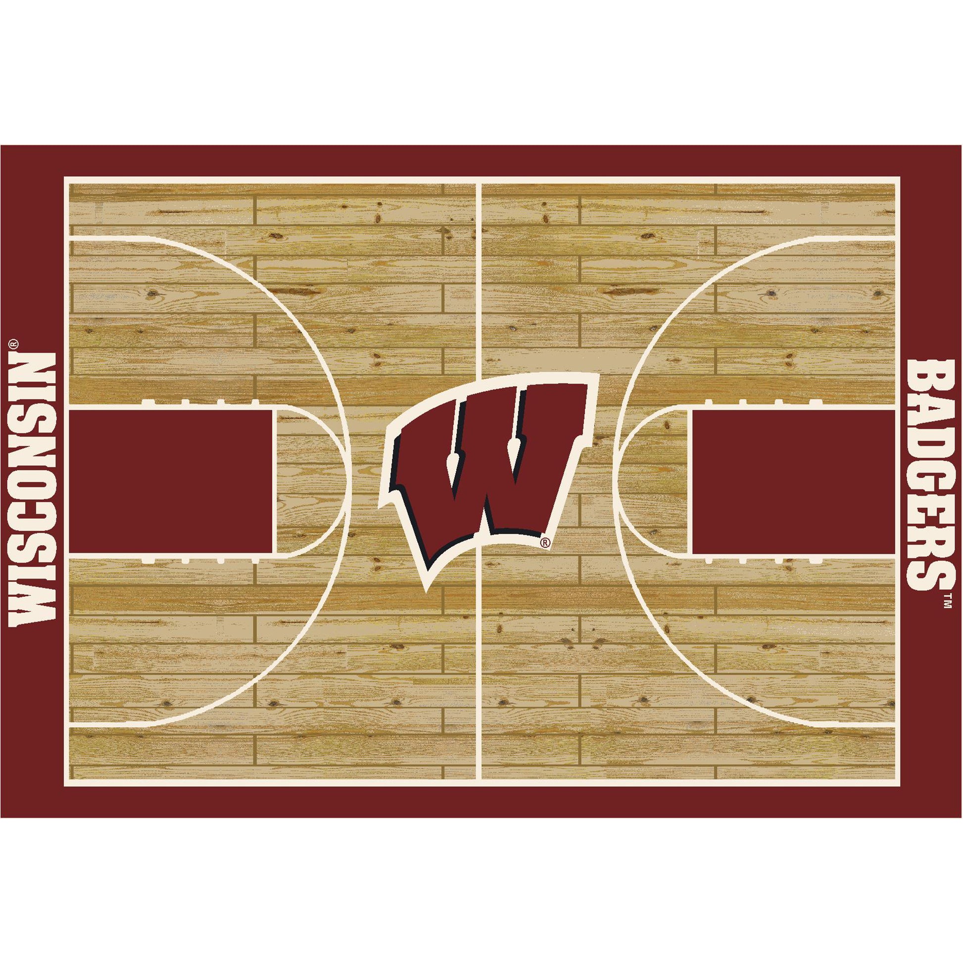 Wisconsin Badgers courtside style area rug