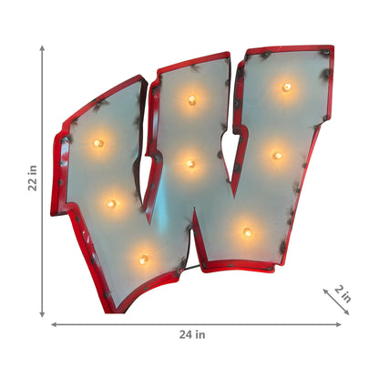 Wisconsin Badgers logo lighted metal retro sign