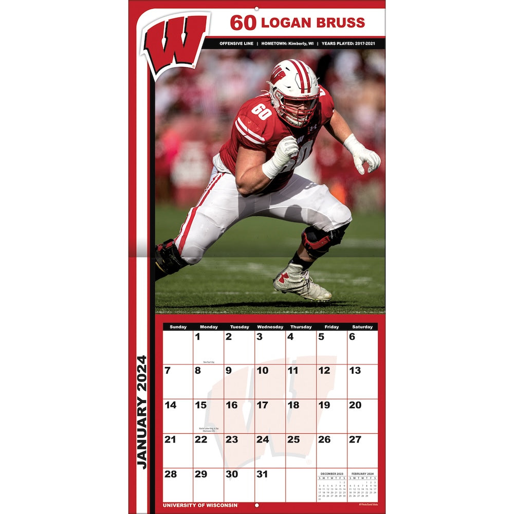 Wisconsin Badgers Team Photos Wall Calendar Inside