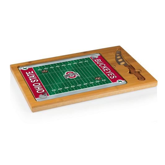 Ohio State Buckeyes Football Field - Icon Glass Top Cutting Board & Knife Set