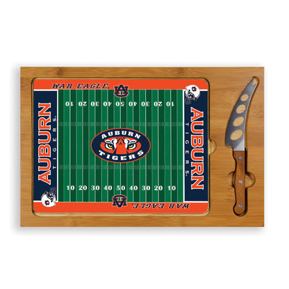 Auburn Tigers Football Field - Icon Glass Top Cutting Board & Knife Set