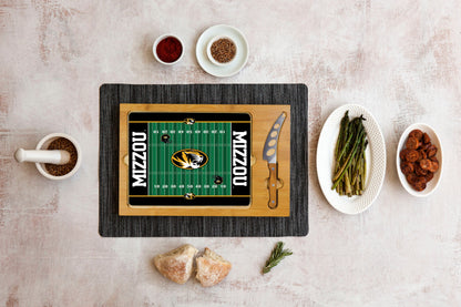 Mizzou Tigers Football Field - Icon Glass Top Cutting Board & Knife Set
