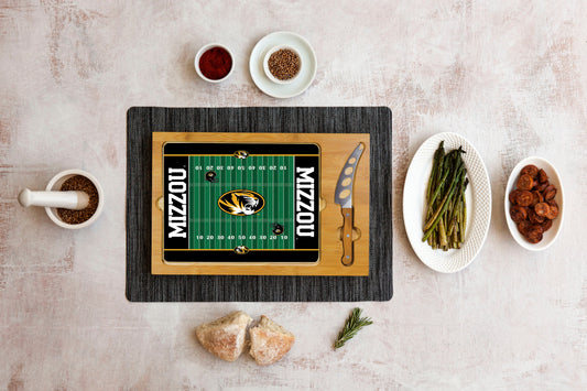 Mizzou Tigers Football Field - Icon Glass Top Cutting Board & Knife Set