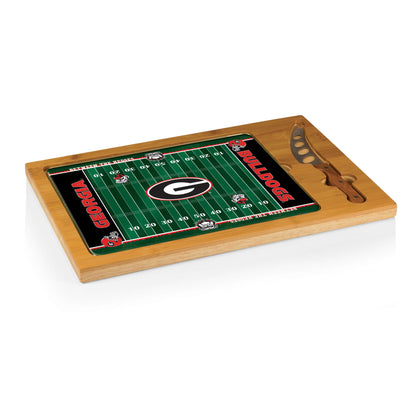 Georgia Bulldogs Football Field - Icon Glass Top Cutting Board & Knife Set