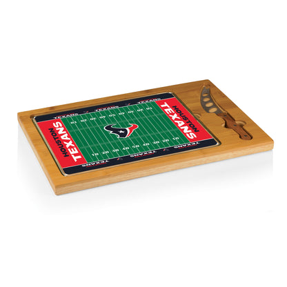 Houston Texans Football Field - Icon Glass Top Cutting Board & Knife Set