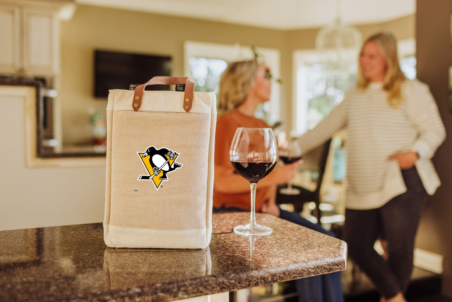 Pittsburgh Penguins - Pinot Jute 2 Bottle Insulated Wine Bag