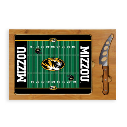 Mizzou Tigers Football Field - Icon Glass Top Cutting Board & Knife Set