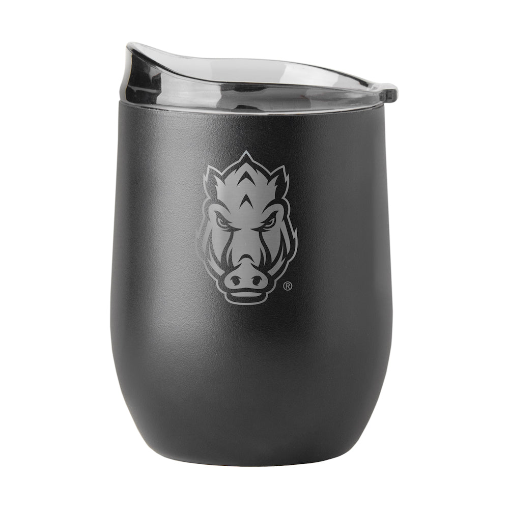 Arkansas Razorbacks black etch curved drink tumbler