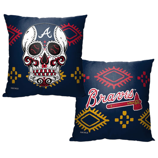 Atlanta Braves CANDY SKULL throw pillow