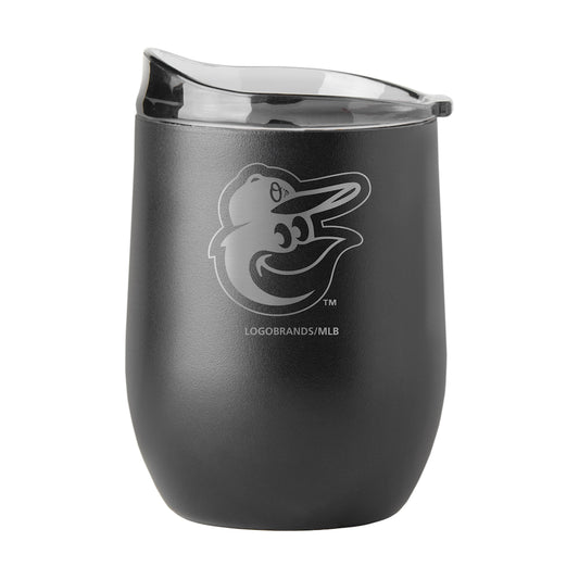 Baltimore Orioles black etch curved drink tumbler