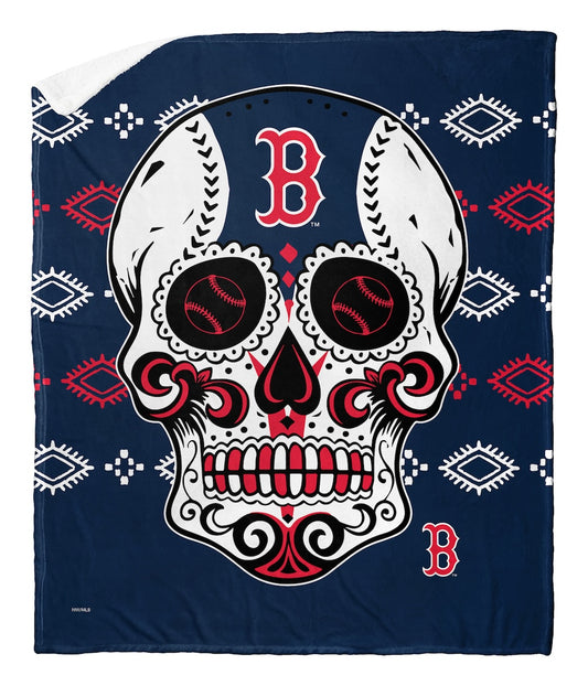 Boston Red Sox CANDY SKULL Sherpa Blanket