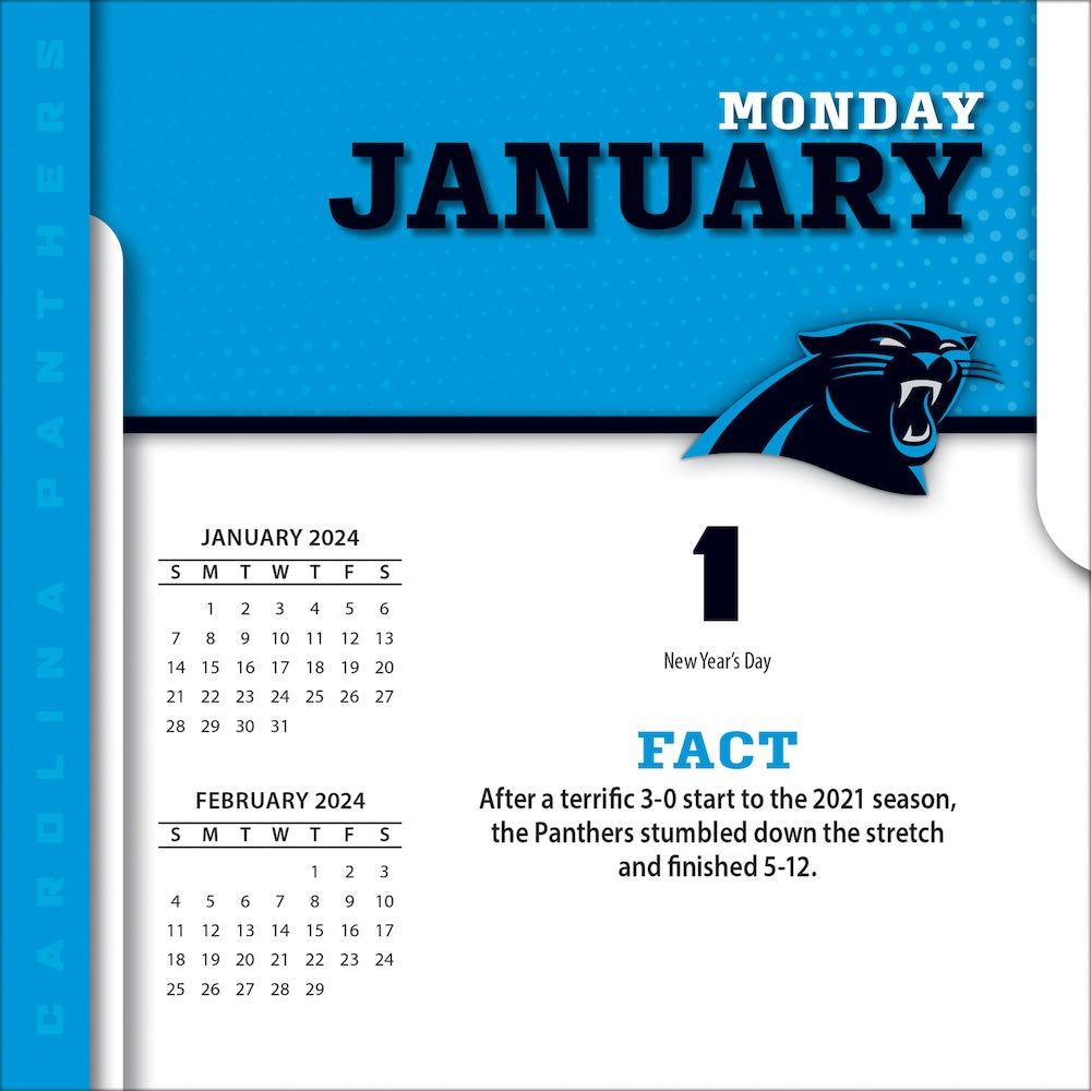 Buy NFL Carolina Panthers 2024 PageADay Desk Calendar ProFootballStuff