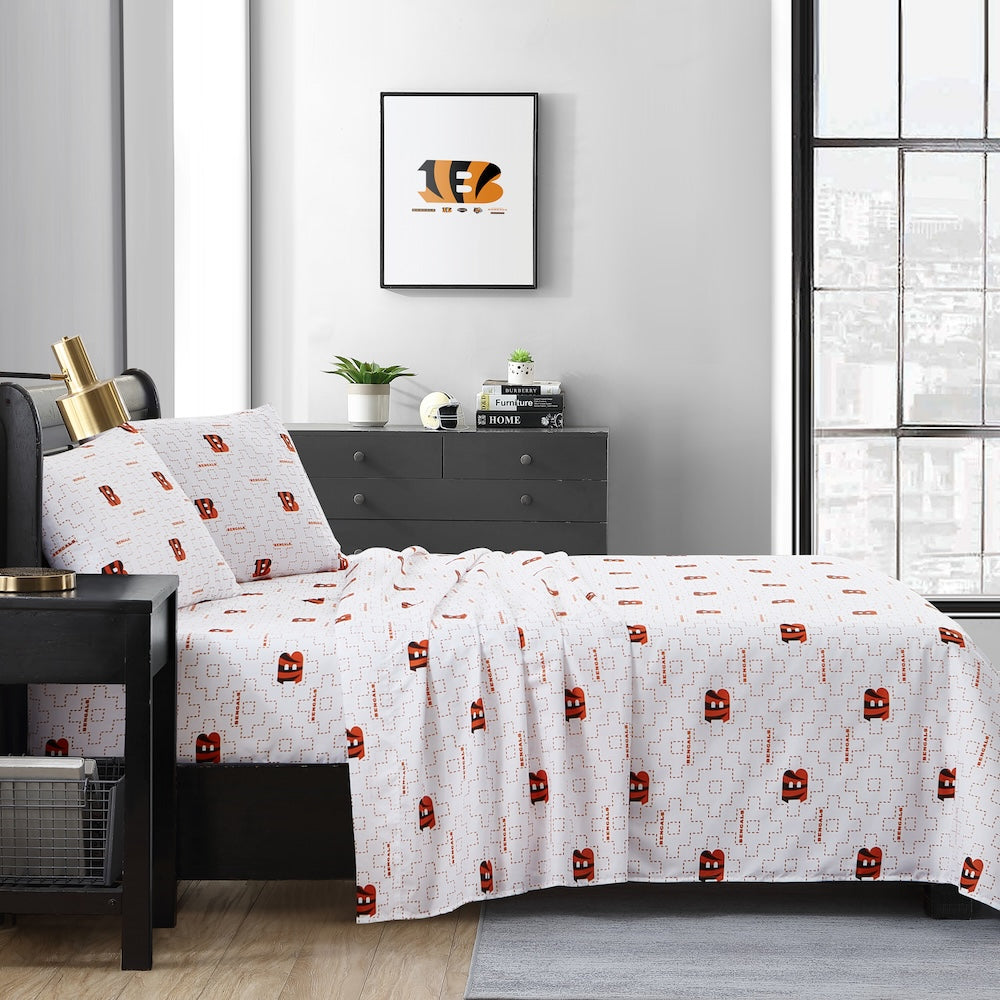 Cincinnati Bengals queen full sheet set