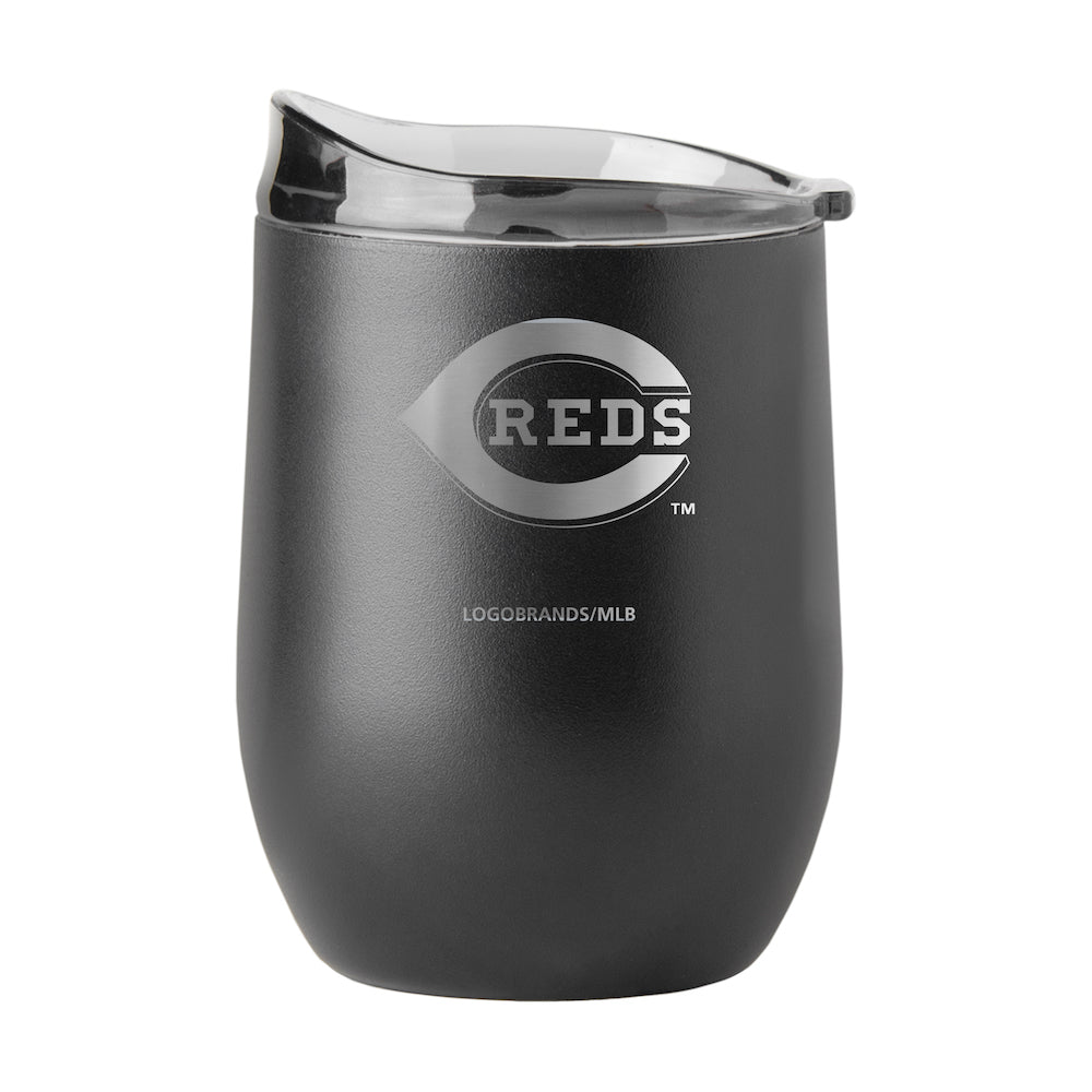 Cincinnati Reds black etch curved drink tumbler