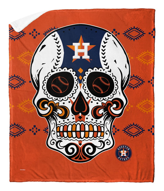 Houston Astros CANDY SKULL Sherpa Blanket