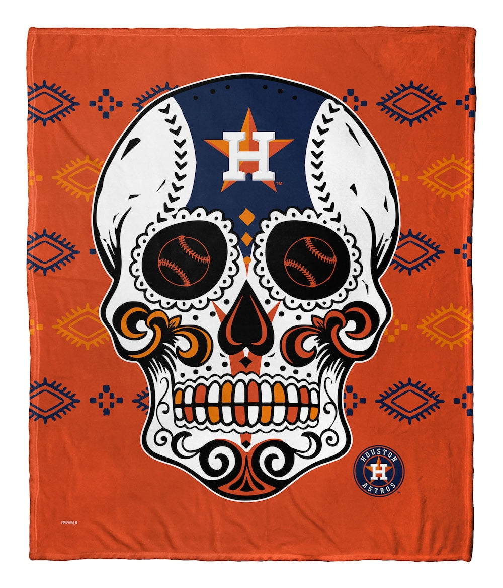 Houston Astros CANDY SKULL silk touch throw blanket
