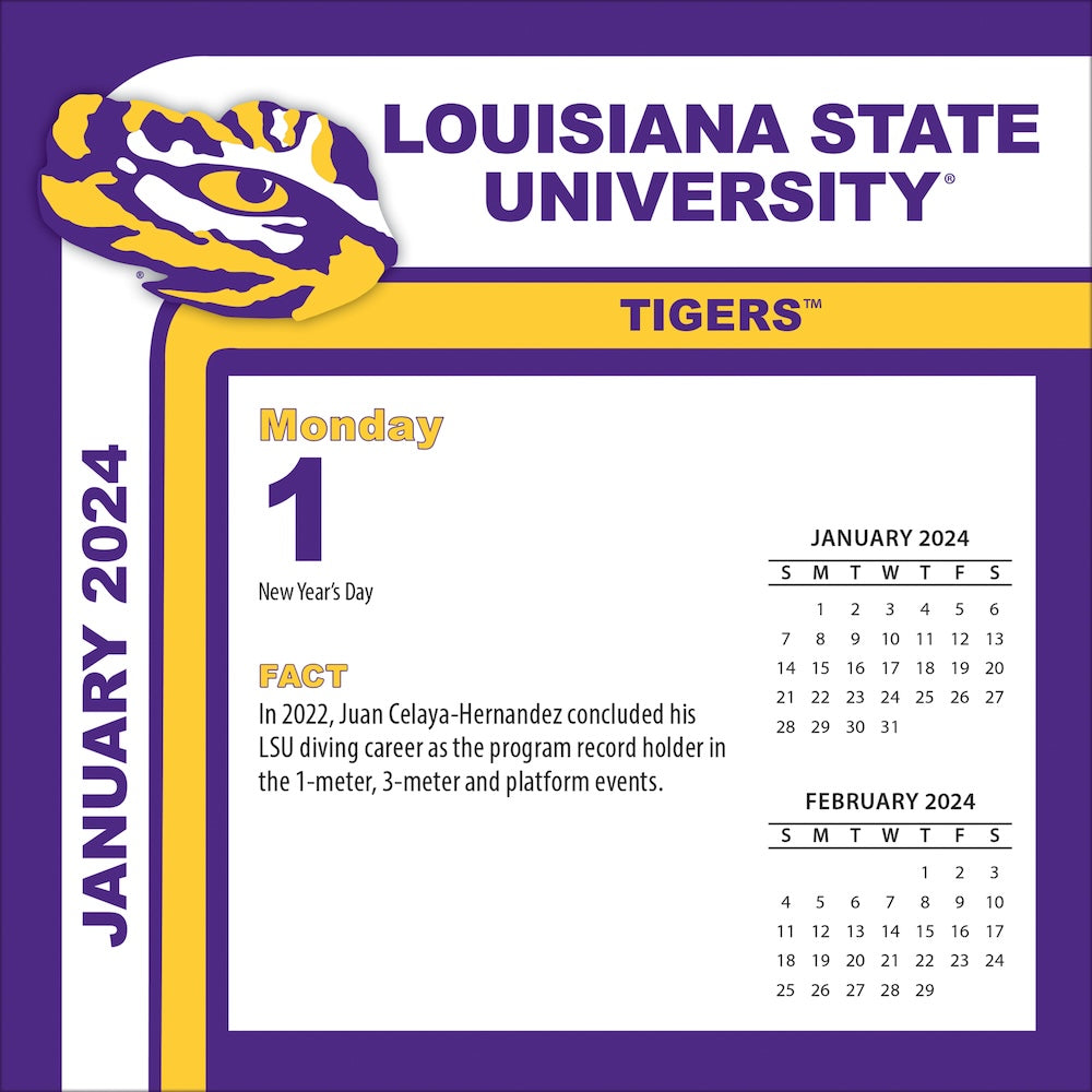 Buy NCAA LSU Tigers 2024 PageADay Desk Calendar ProFootballStuff