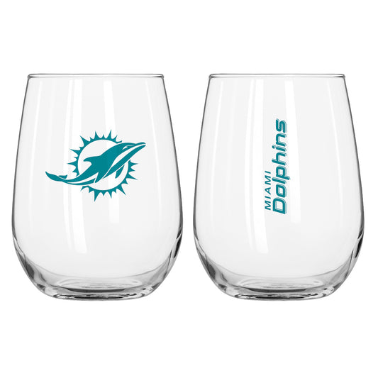 Miami Dolphins Stemless Wine Glass