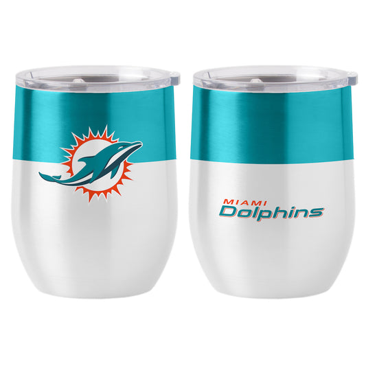 Miami Dolphins color block curved drink tumbler