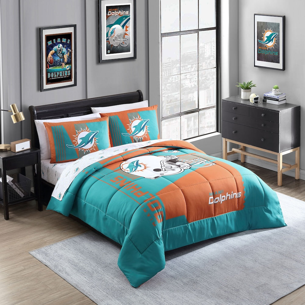Miami Dolphins queen size bed in a bag