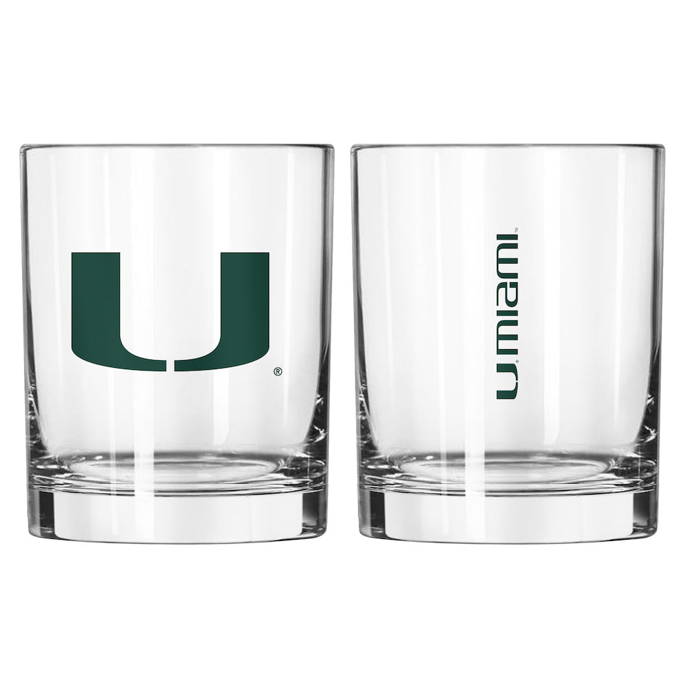 Miami Hurricanes Rocks Glass