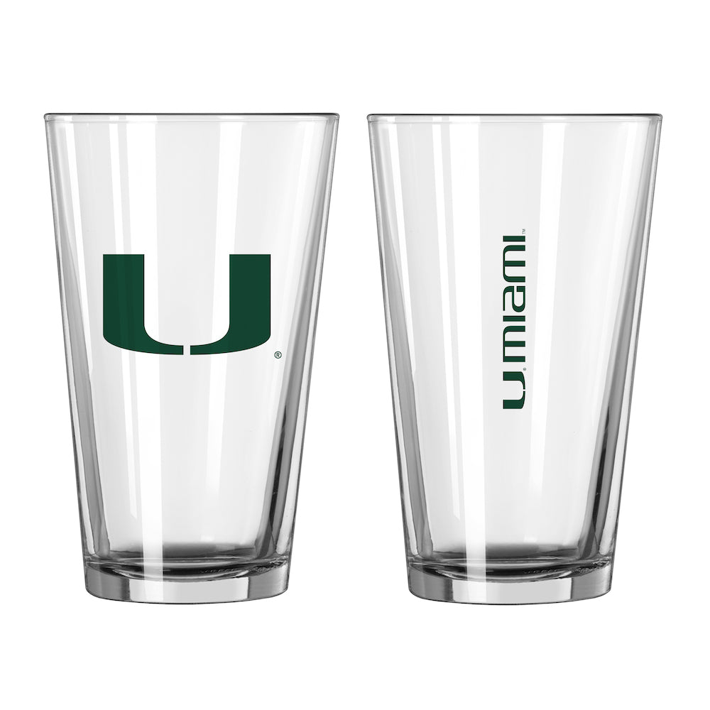 Miami Hurricanes pint glass