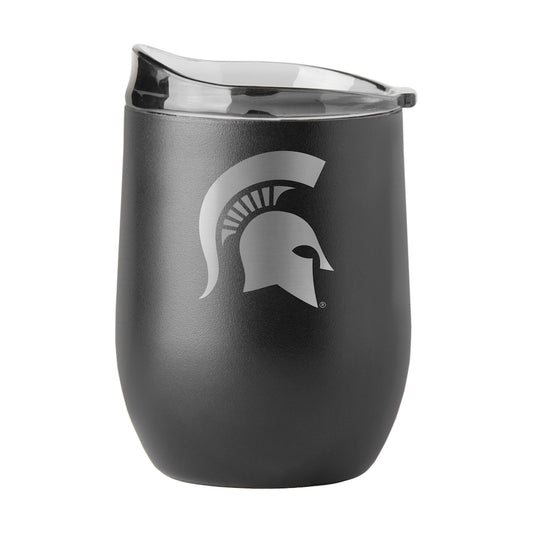 Michigan State Spartans black etch curved drink tumbler