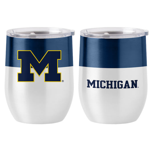 Michigan Wolverines color block curved drink tumbler