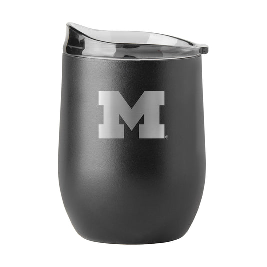 Michigan Wolverines black etch curved drink tumbler