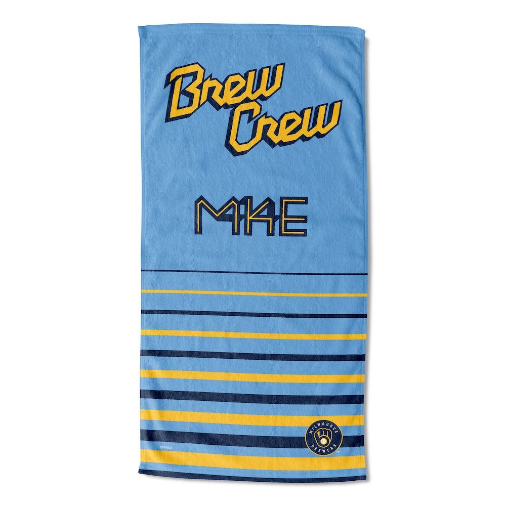 Milwaukee Brewers color block beach towel