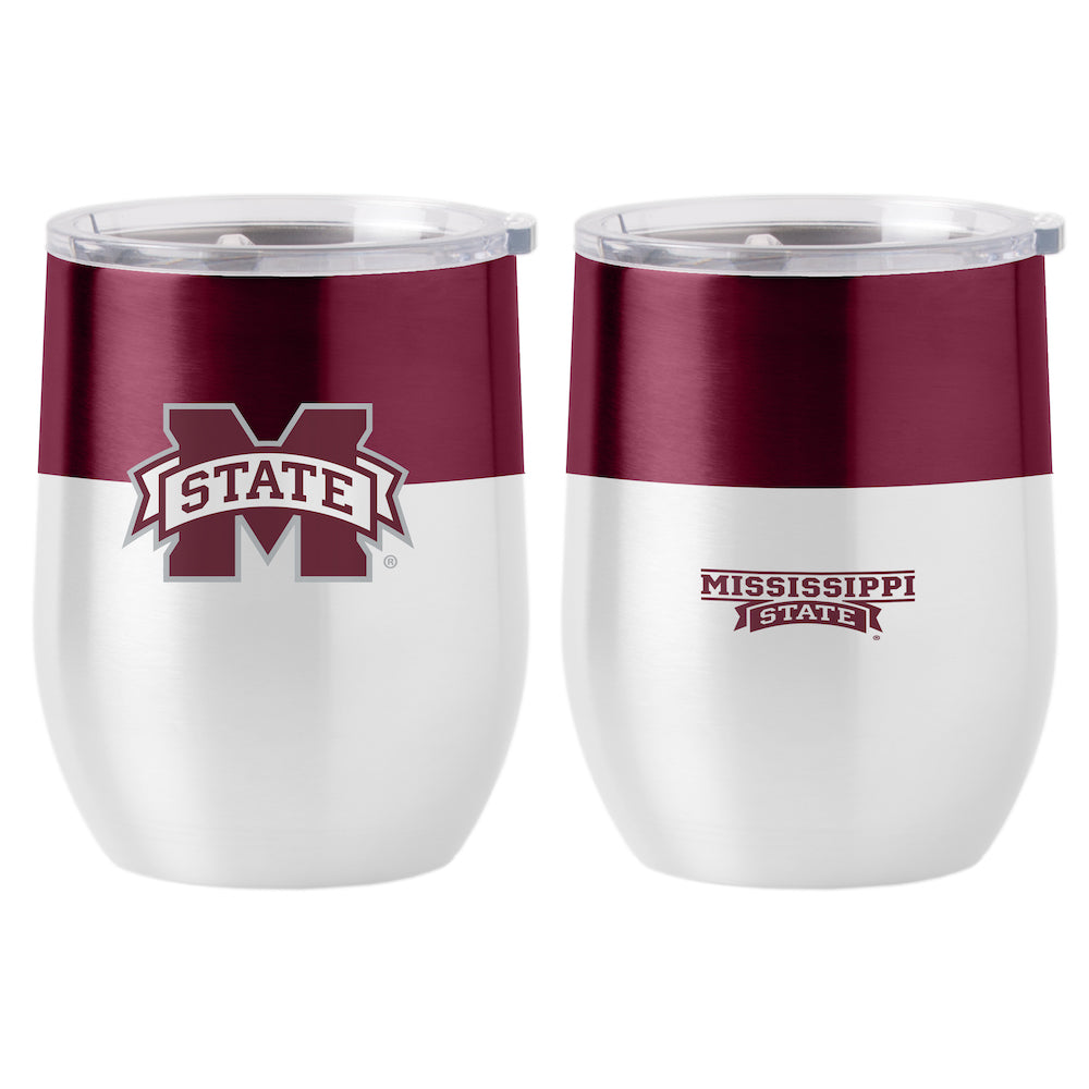 Mississippi State Bulldogs color block curved drink tumbler