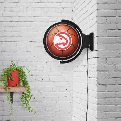 Atlanta Hawks Round Basketball Rotating Wall Sign Room View