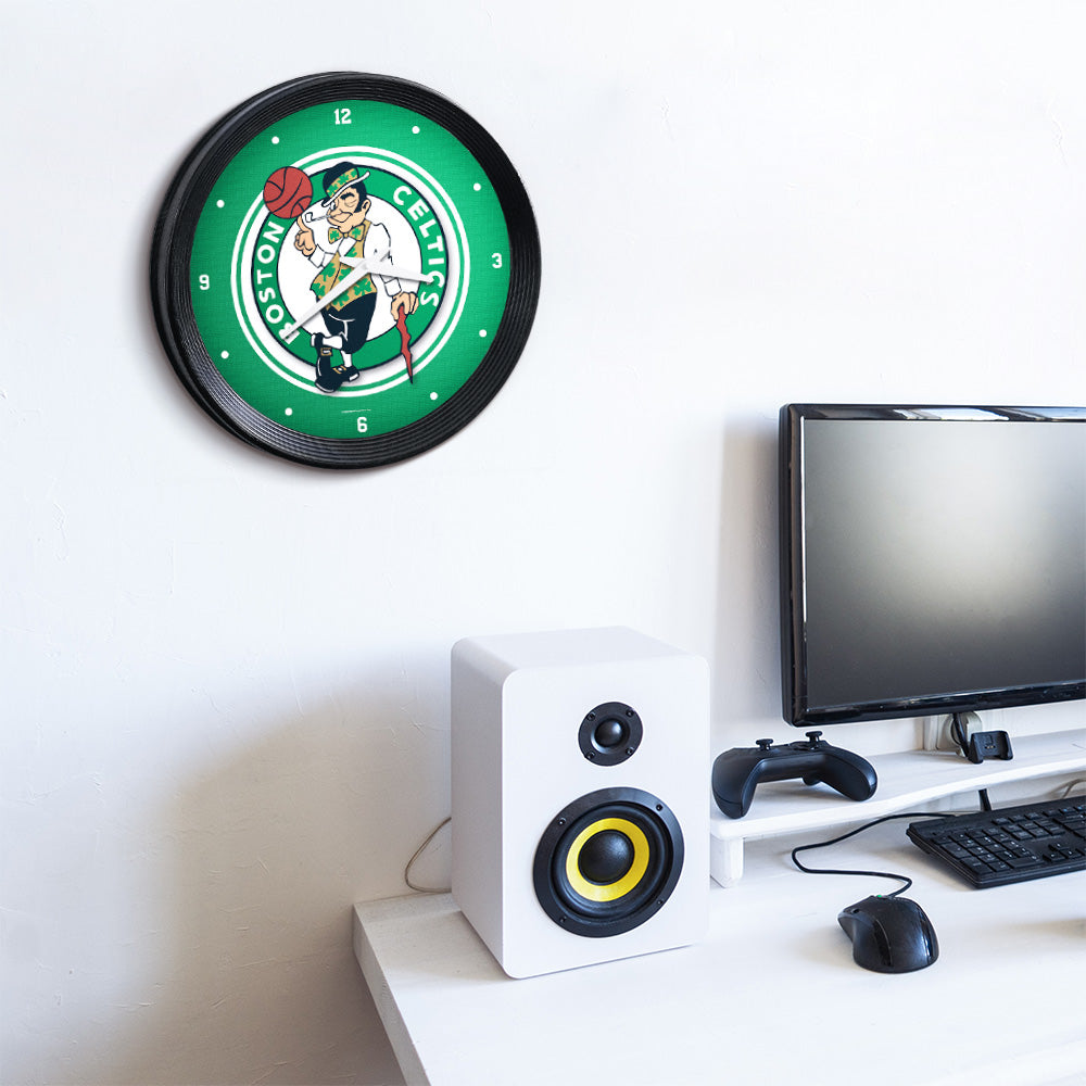 Boston Celtics Ribbed Wall Clock Room View
